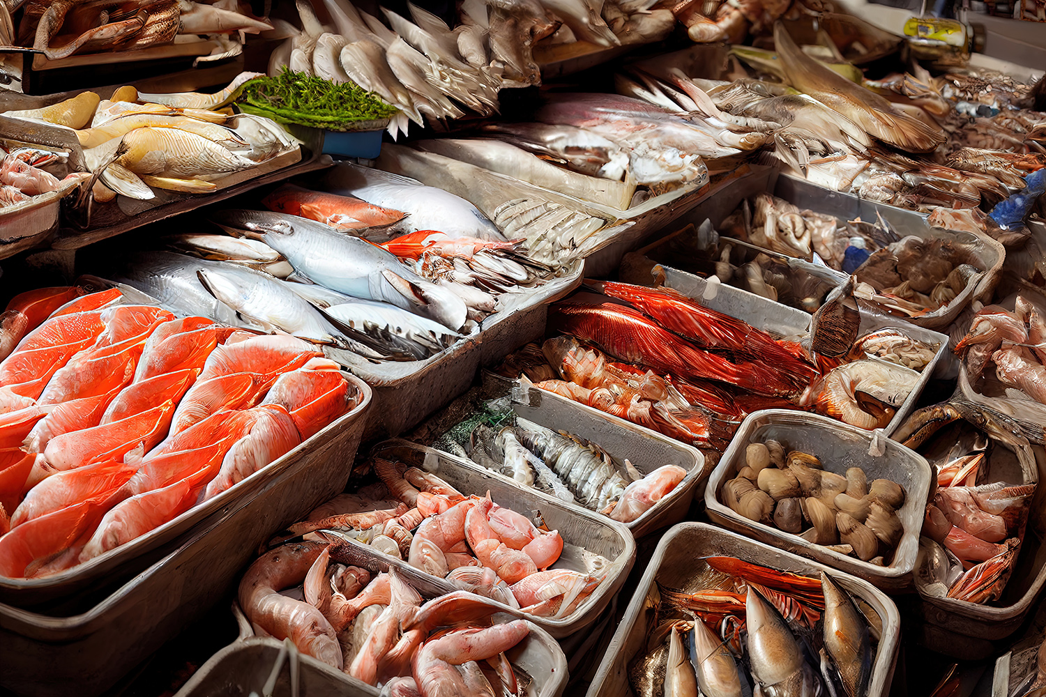O local ideal para os clientes comprarem peixe fresco, legumes e produtos da cozinha japonesa é o Mercado de Peixe de Tsukiji